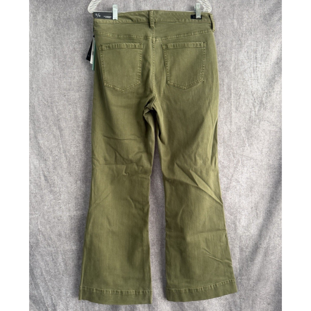 NWT Liverpool 12/31 Hannah Wide Hem Flare Olive Green Jeans Stretchy Bootcut - Picture 8 of 9
